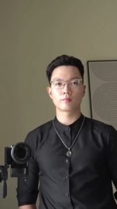 Áo sơ mi nam đen trắng cổ trụ tàu vải cotton lụa Hàn mềm mịn thương hiệu thời trang FATUNO