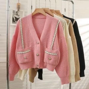 Áo Khoác Len Viền Xích 2 Túi Tay Bồng