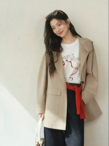 SEIFINI | Korean Style A-Line Loose Fit Hooded Cotton Trench Coat
