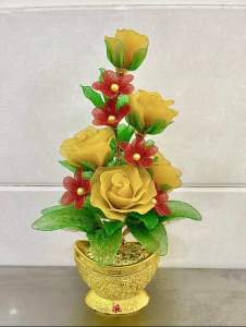 Chậu hoa hồng voan kim tuyến cao 35cm
