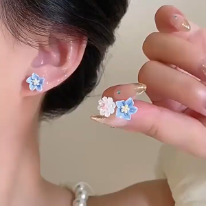 ❤️ต่างหูลายดอกไม้ดอกคามิเลียหวานแฟชั่นเรียบง่ายเครื่องประดับสำหรับผู้หญิงเข้ากับทุกการแต่งกายของขวัญ-a.one