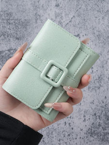 กระเป๋าสตางค์ผู้หญิงแบบสั้นพกพาสบาย ๆ สไตล์เกาหลี กระเป๋าใส่เหรียญสุดเท่ กระเป๋าใส่บัตร กระเป๋าแฟชั่น กระเป๋าสตางค์ PU ลายสีพื้น