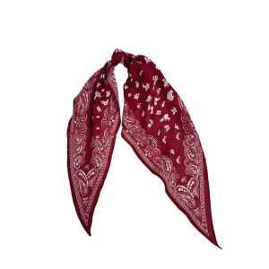 BILLI ZILLY | Blue Macadamia Flower Long Scarf Womens Summer Vintage Fashion Versatile Decorative Pattern Hair Accessory Korean Style Print