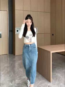 rok jeans wanita jumbo rok korean style panjang rok midi korea 7/8