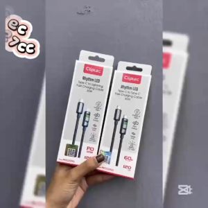 CLIPTEC MCC227CC TYPE-C TO TYPE-C RHYTHM LED DISPLAY FAST CHARGING CABLE 60W 120CM