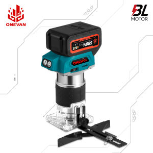 ONEVAN Brushless Electric Wood Trimmer 5 Speeds 1600W Cordless Hand Wood Trimmer Engraving Slotting Compact Router For Makita 18V Battery