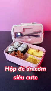 Bộ Hộp Đựng Cơm Giữ Nhiệt Chia 3 Ngăn Bento Cute - Cốc Canh - Túi Ăn Trưa Văn Phòng-lò Vi Sóng Sưởi ấm