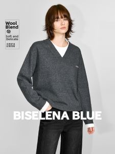 BEIQIANI | Warm Winter Wool Womens Faux Layer V-Neck Sweater