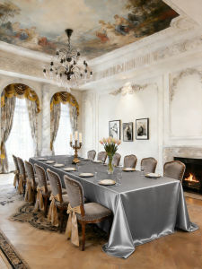 anfeng | Elegant Gray Pearlescent Tablecloth for Western Restaurant
