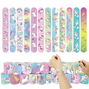10/20/30pcs Rainbow Unicorn Slap Bracelets Gifts Unicornio Party Decoration Kids Girls Rainbow Horse Theme Birthday Party Favors