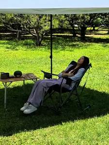 Kingcamp | Reclining Rocking Folding Chair With Armrests Outdoor