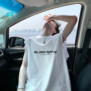 Mens Sport Vest Pure Cotton Loose Sleeveless T-shirt Ins Design Summer Trendy Brand Shoulder Pad Top Breathable Casual Wear