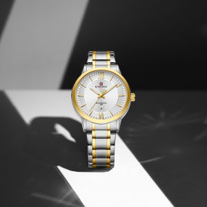NAVIFORCE Original Simple Quartz Watch for Men Calendar Stainless Steel Strap Waterproof 3ATM Luminous Pointer Business Casual Mens Watch NF9254