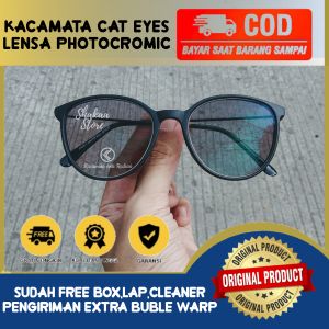 TERLARIS Kacamata Minus Cat Eye Photocromic Wanita Kekinian Gaya Untuk Hijab