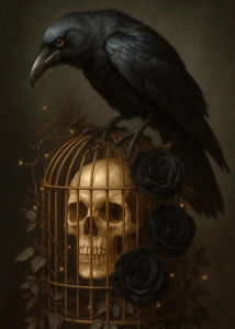 KAYOU | 2026 Victorian Gothic Black Raven Birdcage Skull Print Crow Diamond Painting Posters Vintage Dark Fantasy Witchcraft Room Decor