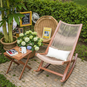 Outdoor Balcony Swinging Chair Lounger Relaxing Sunbathing Folding Backyard Wicker Chair Waterproof Metal Frame Swing Chair