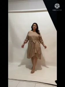 Dress Fashion Bigsize Wanita Jumbo 034 XXXL / dress wanita jumbo lengan 3/4 / leher sabrina