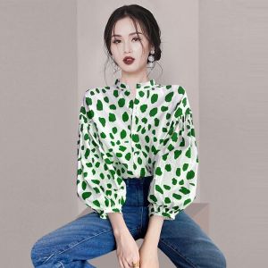 Youthful Polka Dot Puff Sleeve Shirt