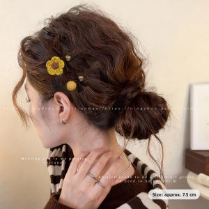 NING ZHOU | Korean Style Heart Flower Hair Clip Female Adult Side Bangs Accessory