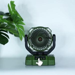 Camping Fan Light Hanging and Standing USB Rechargeable Portable 4 Speed Modern LED Outdoor Hook Wireless Fan Lamp Tent Picnic