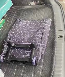 2-in-1 Foldable Shopping Cart Trolley with Wheels Large Capacity Oxford Cloth Shopping Trolley Bag