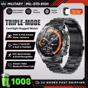 New T-REX3 Outdoor 1000mAh Battery Smart Watch 1.7" Large Screen Flashlight 10ATM Waterproof Call Sports Fitness Men Smartwatch