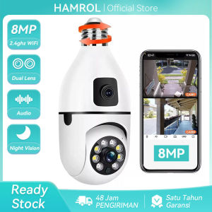 Hamrol 8MP CCTV Indoor Kamera V380 Pro WIFI Dual Lens 360 PTZ Kamera IP Camera HP Jarak jauh