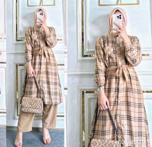 NEW SET TUNIK KOTAK BEST SELLER ONE SET WANITA MUSLIM TERLARIS OOTD WANITA DEWASA KEKINIAN ALLSIZE