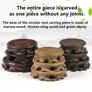 Solid Wood Bracket Ornaments Stone Teapot Bonsai Burners Buddha Statue Wooden Redwood Round Base