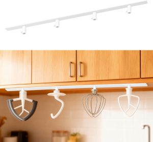 4Pcs Under Cabinet Mixer Attachments Holder for KitchenAid Stand Mixer No Drill Screw Mount Storage Hooks Space Saving Organizer