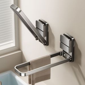 Detachable Towel Rack Space-Saving Rack Compact Design Damage-Free Removal Easy Installation Moisture-Resistant Material