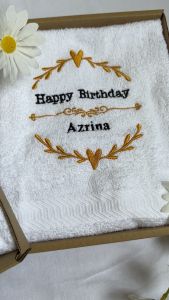 Custom Towel Gift Set | Hadiah Tuala Sulam | Wedding Bridesmaid Birthday Giftbox - Embroidered Cotton Towels - Kuala Lumpur Seller