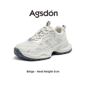 Agsdon | Thick Sole Dad Shoes Women Silver New Fall Increase Height