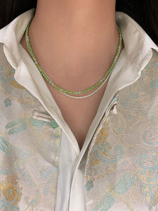 New Chinese Style Green Glass Beaded Necklace for Women Vintage Luxury Colorful Layered Clavicle Chain Fashion Jewelry