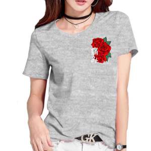 Kaos distro wanita kaos lengan pendek motif bunga kaos oblong atasan perempuan