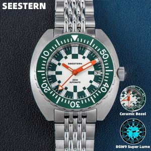 SEESTERN SUB300T Luminous Diver Watch Automatic Men Date 200m Turn Bracelet Wristwatches Retro Mechanical Sapphire Ceramic New