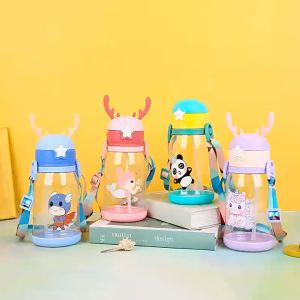 NICE CHILD Botol Minum Anak Karakter Kartun Sedotan 610ml Model Tanduk Rusa Lucu Free Tali Panjang
