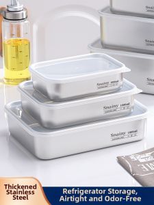 CHUANGSHUNFU | Stainless Steel Food Grade With Lid Household Rectangular Food Storage Container