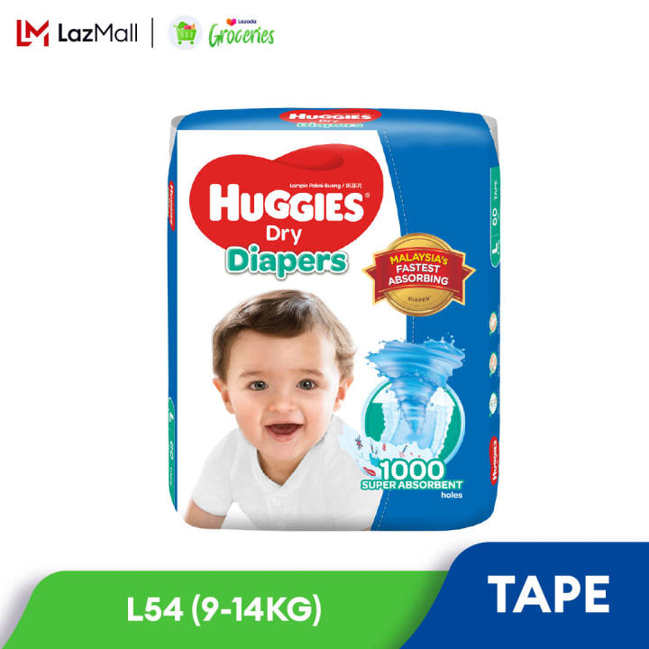 Huggies Dry Tape Diapers L54 (1 Pack) Absorbent diapers for baby Lazada