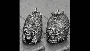 Motorcycle Red Indian Guardian Bell Pendant Necklace for Men Stainless Steel Luck Bell Keychain For Biker Party Jewelry Gift