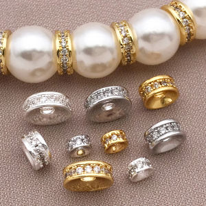 Mix 3 pieces of 18K copper plated real golden thick silvery white golden zircon spacer DIY jewelry making accessories