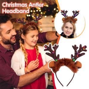 Giáng sinh gạc Headband Tuần Lộc ánh sáng lên Headband sáng tuôn ra bờm tóc cho tiệc trẻ em trang phục dễ thương trang trí Giáng sinh