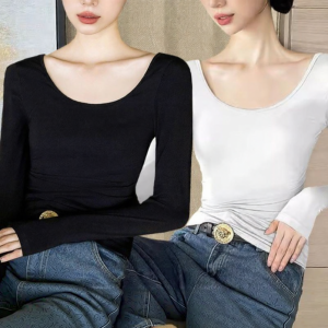 Lieoyuarn | U-neck Slim Fit Long Sleeve T-shirt