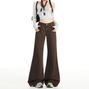 Low Waist Bell Bottom Denim Jeans Womens Fall New Style Slimming Not Tight Leggings American Style Pure Color Casual Jeans