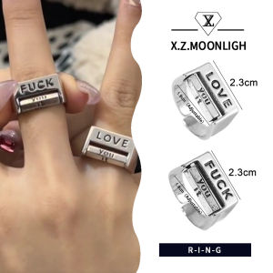 X.Z.MOONLIGH Oppose/Love Everything Ring Change Mood Open Decompression Ring Creative Adjustable Index Finger Ring