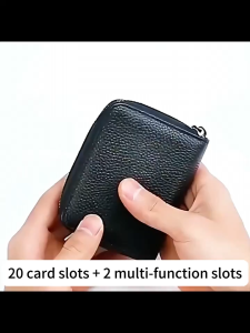 Ultra-Thin RFID Blocking Faux Leather Wallet - High Capacity Multi-Card Slots Zipper Closure Sleek Design Perfect Gift for Holidays & Everyday Use Card Organizer | Minimalist Wallet | Durable Pu Material