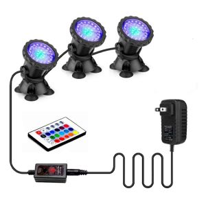 RGB Aquarium Fish Tank 36 LED Bulbs Underwaterspot Light IP68 Waterproof Fountain Pond Pool Lighting Lamp With 24Keys IR Remote