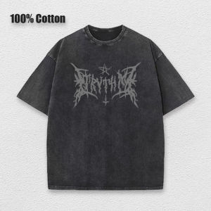 Áo Thun Nam Tay Ngắn Oversize Phong Cách Y2K Hip Hop Vintage Thập Niên 90 Thiết Kế Gothic Mùa Hè Kiểu Dáng Rộng Rãi Chất Liệu Denim Đã Qua Xử Lý Phong Cách Đường Phố