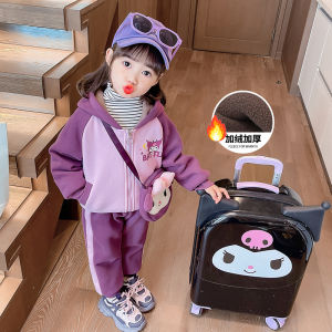 ชุดเซตบุขนเด็กหญิงชุดสองชิ้นเสื้อสเวตเตอร์หนาพิเศษแบบใหม่ฤดูใบไม้ร่วงและฤดูหนาวชุดฤดูหนาว2023ชุดกีฬาบุขนกำมะหยี่แฟชั่นสำหรับเด็กหญิง