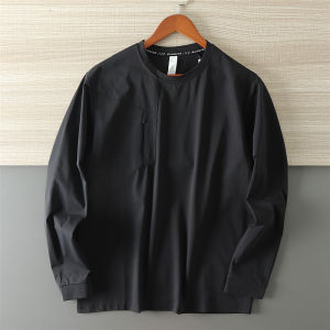 Mens Long Sleeve T-Shirt Hoodie Cotton Feel Quick Dry Breathable Elastic Outdoor Sports Leisure Autumn Fashion Urban Style